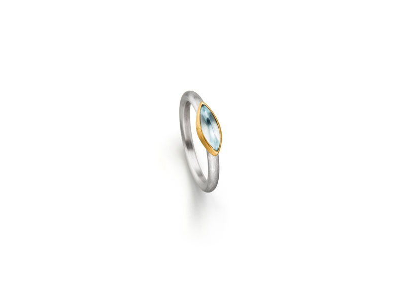 SILBER/GOLD RING MIT TOPAS